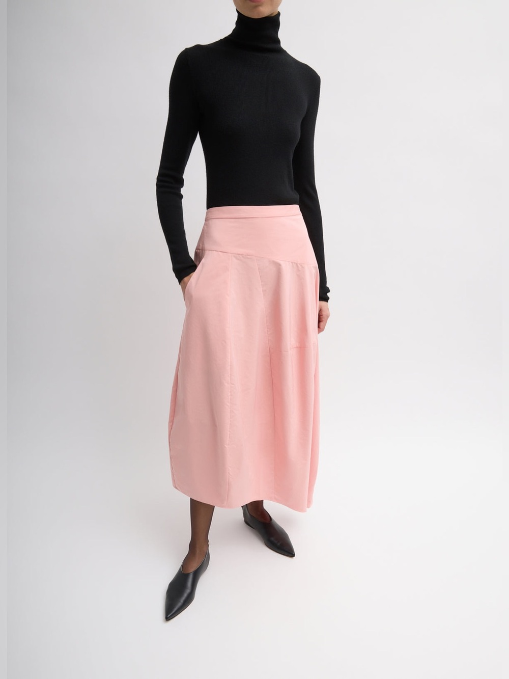 Tibi Nylon Asymmetrical Balloon Skirt